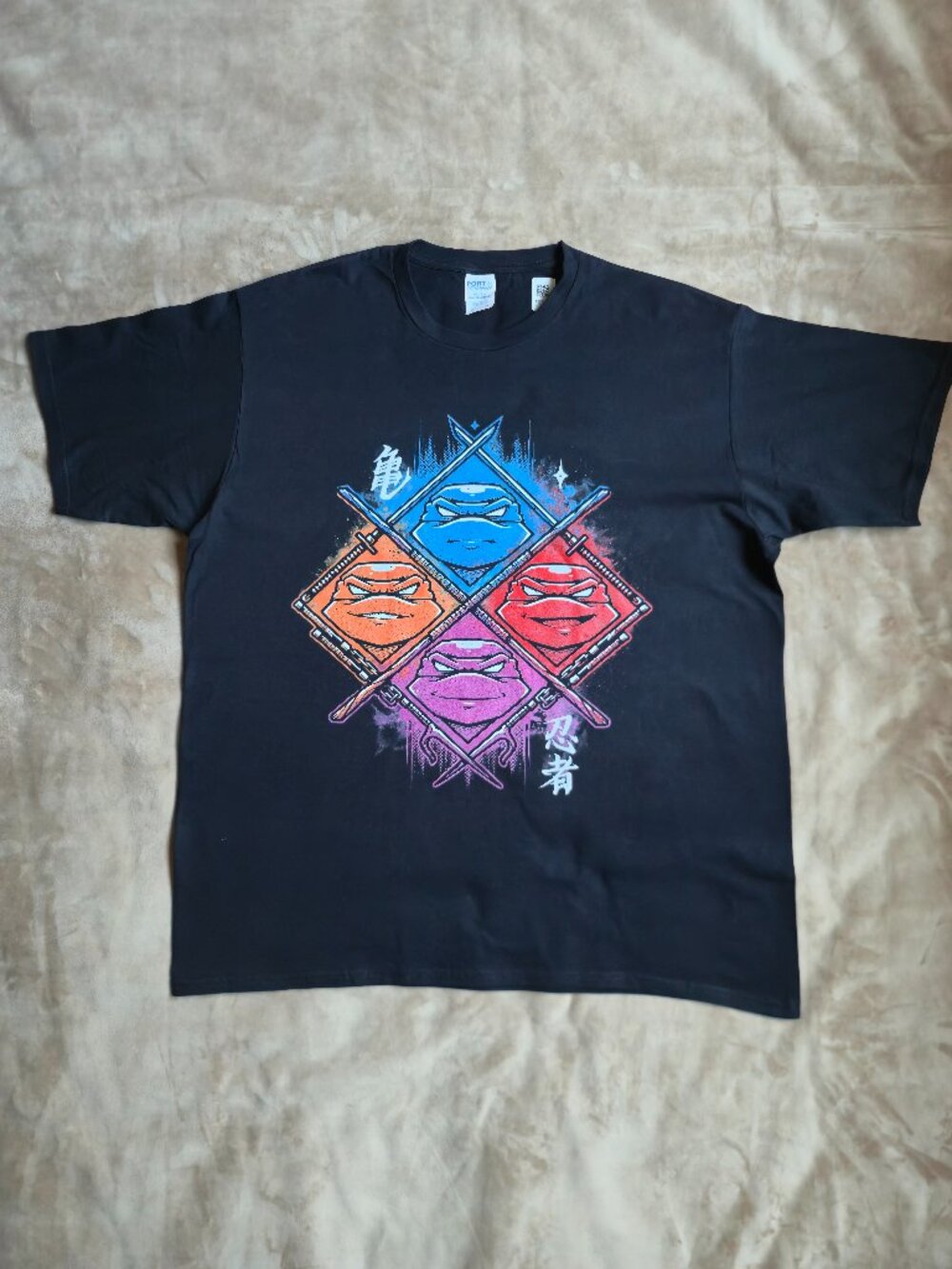 Teenage Mutant Ninja Turtles Kanji Graphic T-Shirt Black Men's XL TMNT Port & Co